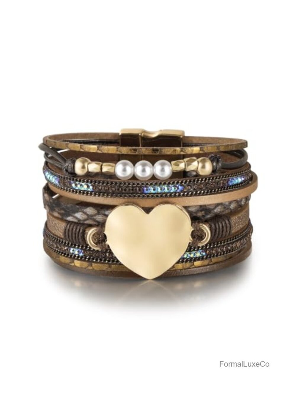 Leather Wrap Bracelet Boho Layered Cuff Bangle Easy On-Off